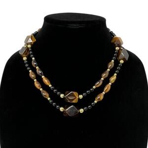 Charter Club Tiger’s Eye Beaded Necklace Gold Tone | NWT | Macy’s $69.95